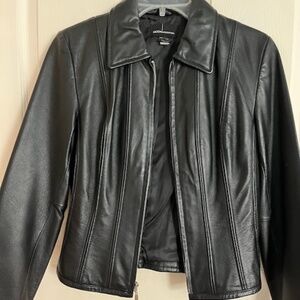 Moda International Black Leather Women's Jacket